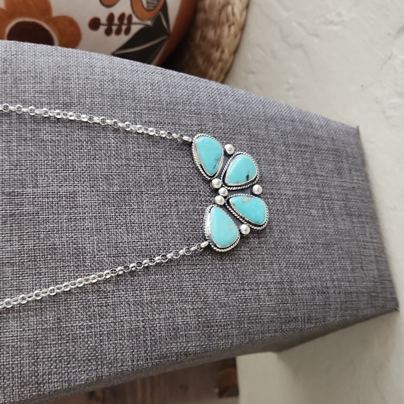 Amazing Native American Handmade Kingman Turquoise Butterfly Necklace 🩵🦋💙🎁 - Picture 14 of 16
